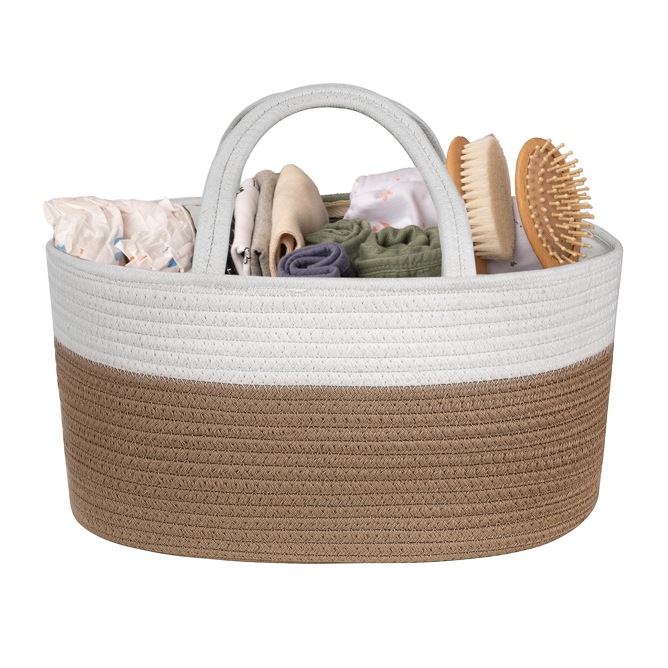Natemia Premium Baby Diaper Caddy Organizer (Beige Stripe)- Gift for Baby Shower