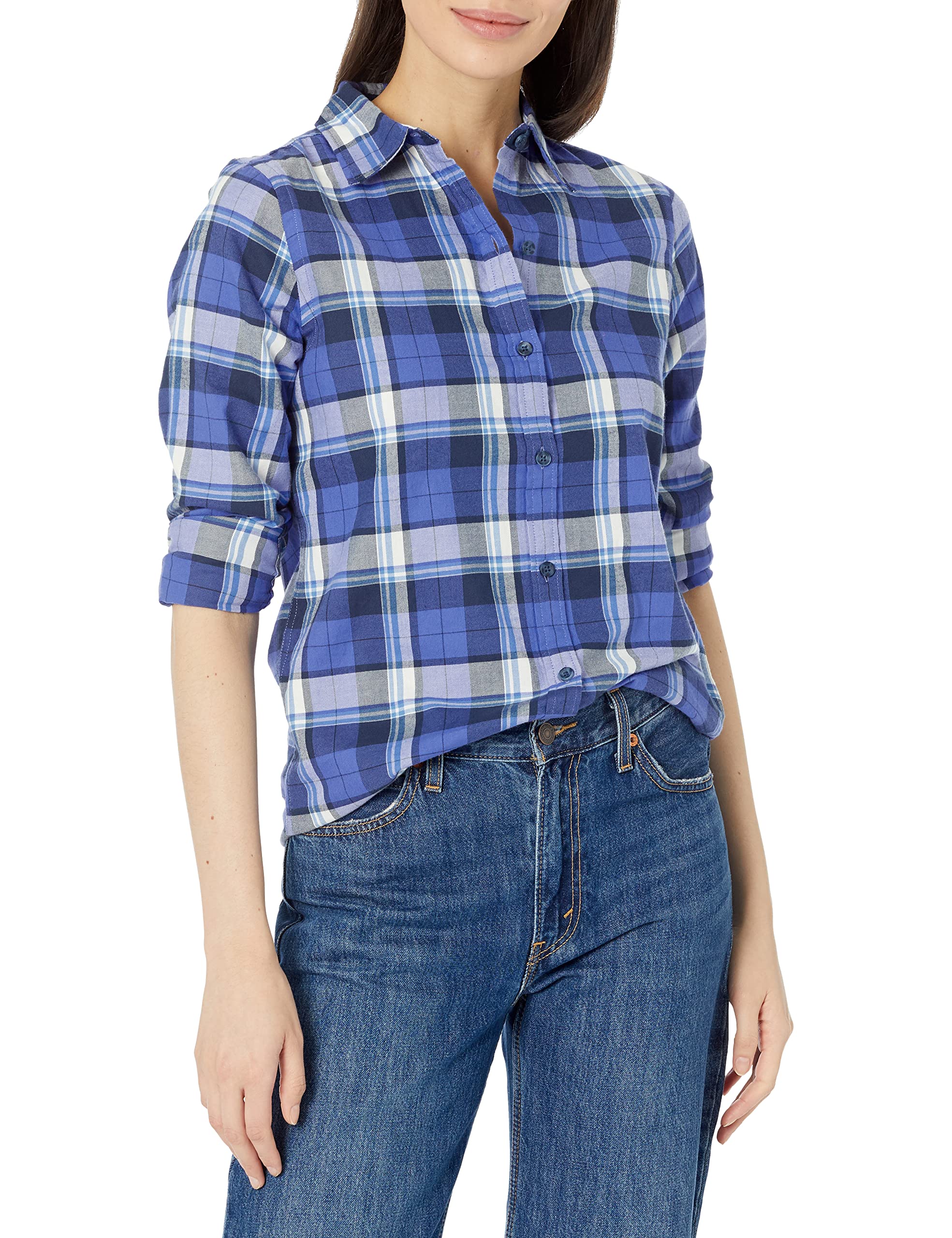Amazon Essentials Women's Classic Fit Long Sleeve Lightweight Flannel Shirt