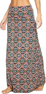EXCHIC Women's Comfortable Elastic High Waist Maxi Skirt Boho A-Line Long Yoga Skirts