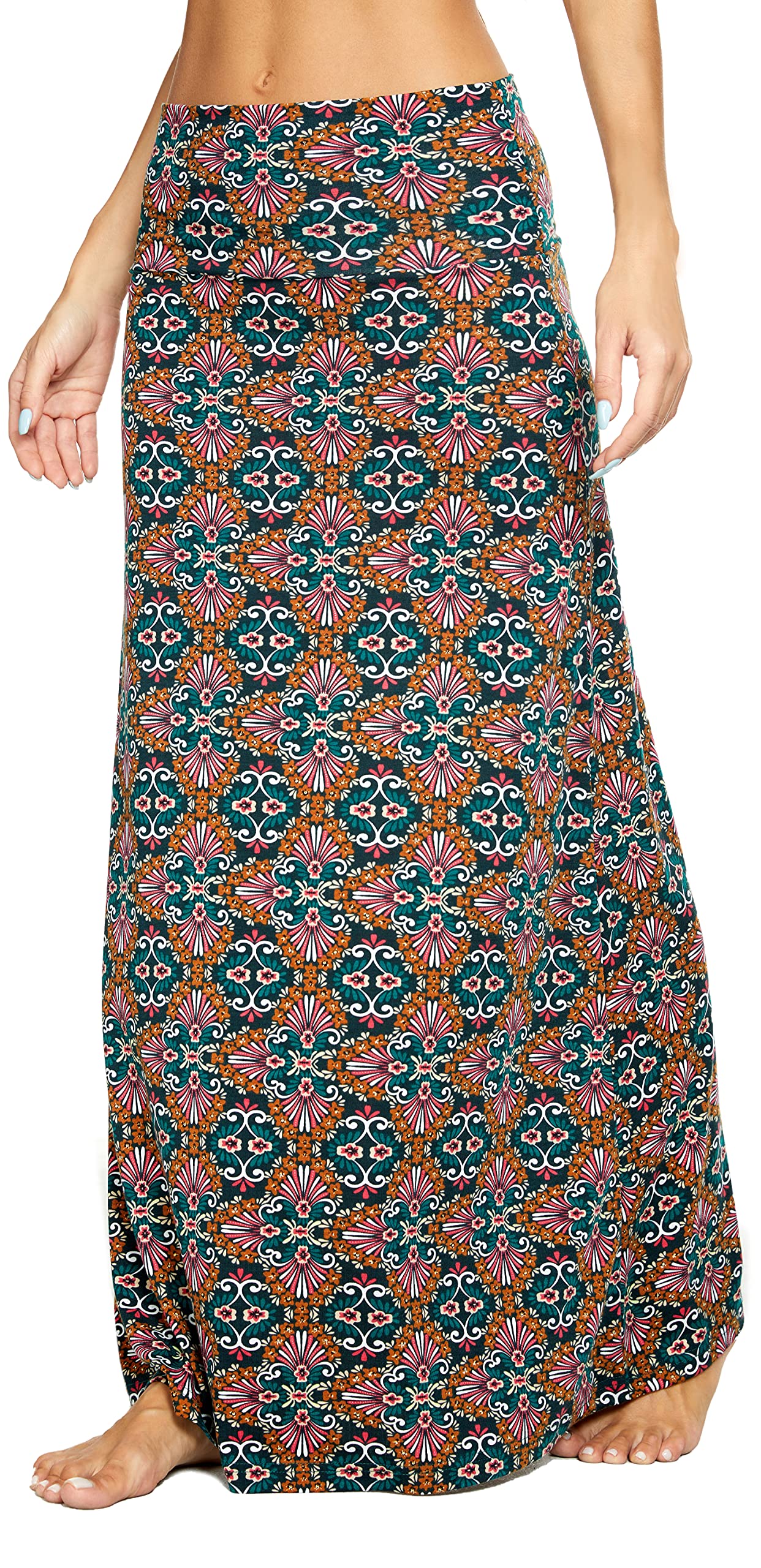 EXCHIC Women's Comfortable Elastic High Waist Maxi Skirt Boho A-Line Long Yoga S