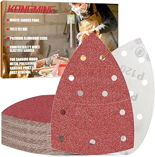 KONGMING 50 Pcs Mouse Sander Pads 120 Grit 11 Hole 152 x 105mm