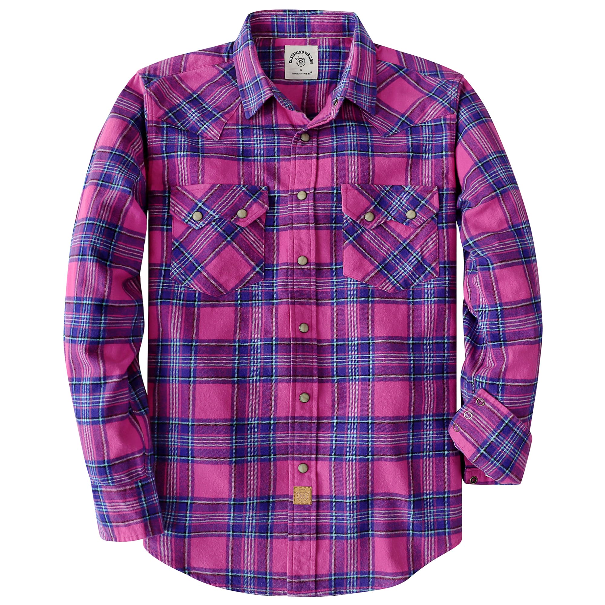 Dubinik® 6.3oz Flannel Shirt for Men Western Long Sleeve Cotton Snap Cowboy