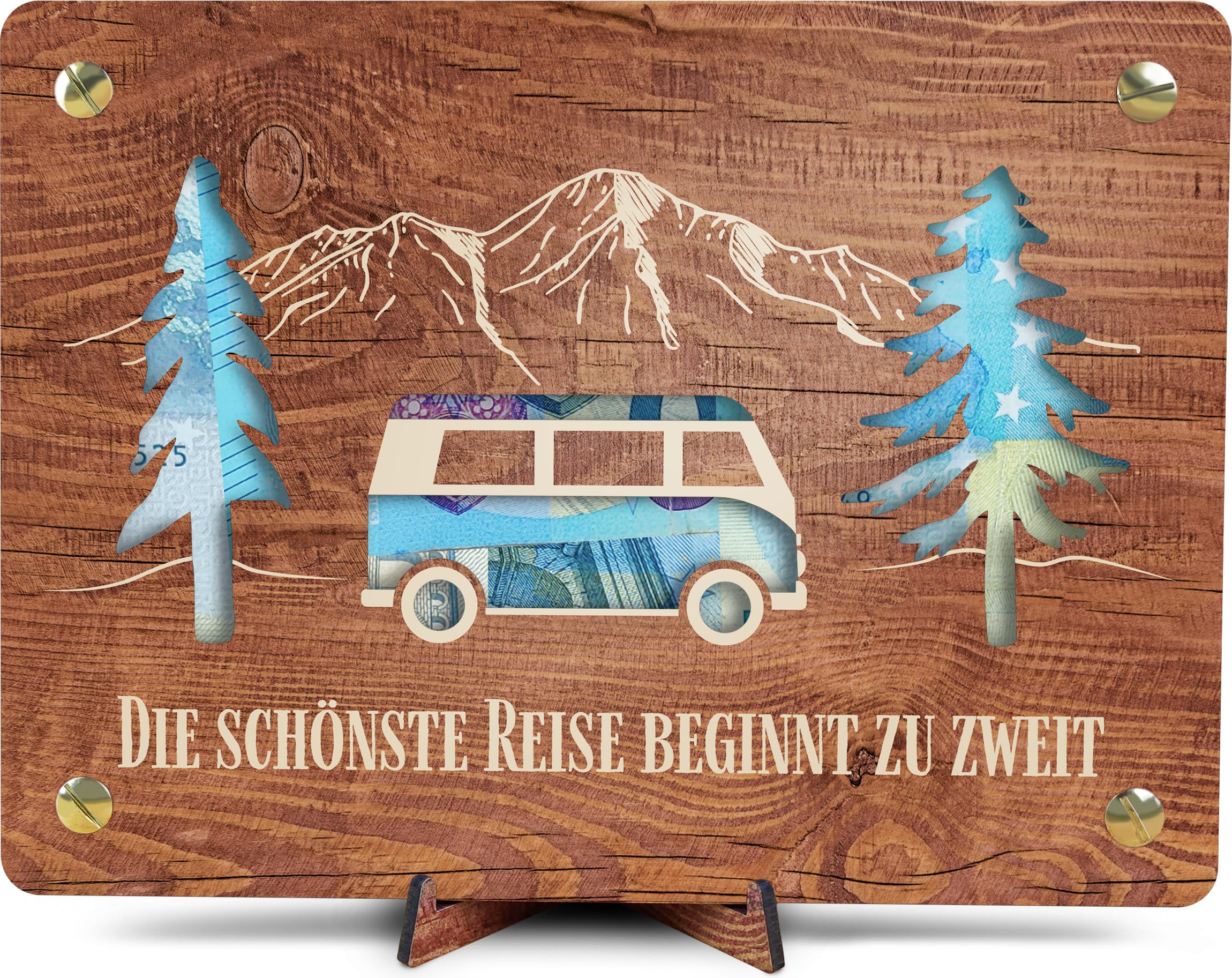 Wedding Gift - XL Wooden Money Gift with Stand | Honeymoon - Wedding Anniversary