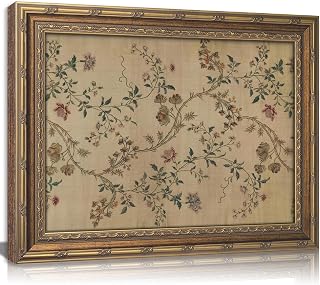 Vintage gold framed Floral Vine wall art Retro Beige Botanical Painting Canvas Prints Elegant Antique Flower French Leaf Wall Decor for Farmhouse Bedroom Living Room Home Decration 9x11in