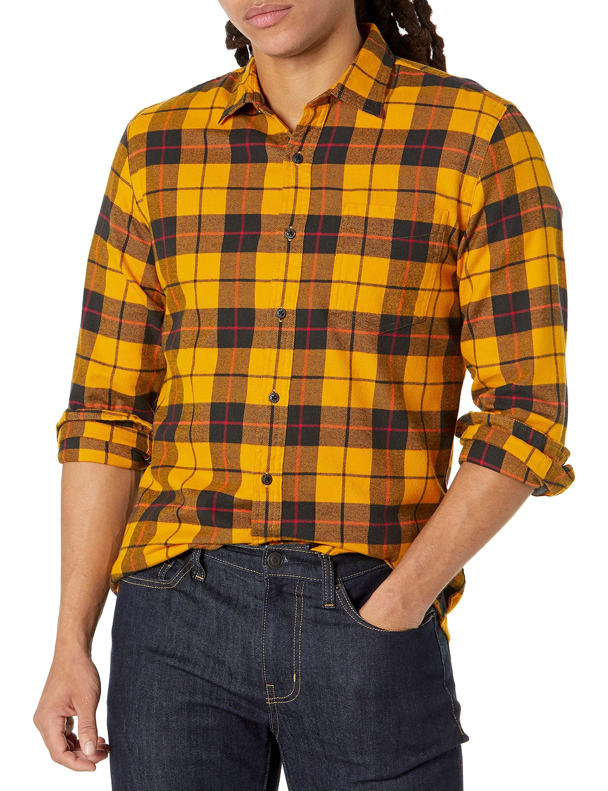 Amazon Essentials Men's Slim-Fit Long-Sleeve Flannel Shirt