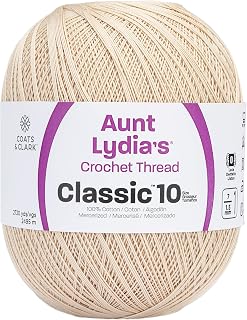 Aunt Lydia 153.0226 Jumbo Crochet Cotton, Natural | 100% Mercerized Cotton 3-Ply Crochet Thread for Doilies, Tablecloths, Bedspreads and Crafts, 2,730 yards/2,496m
