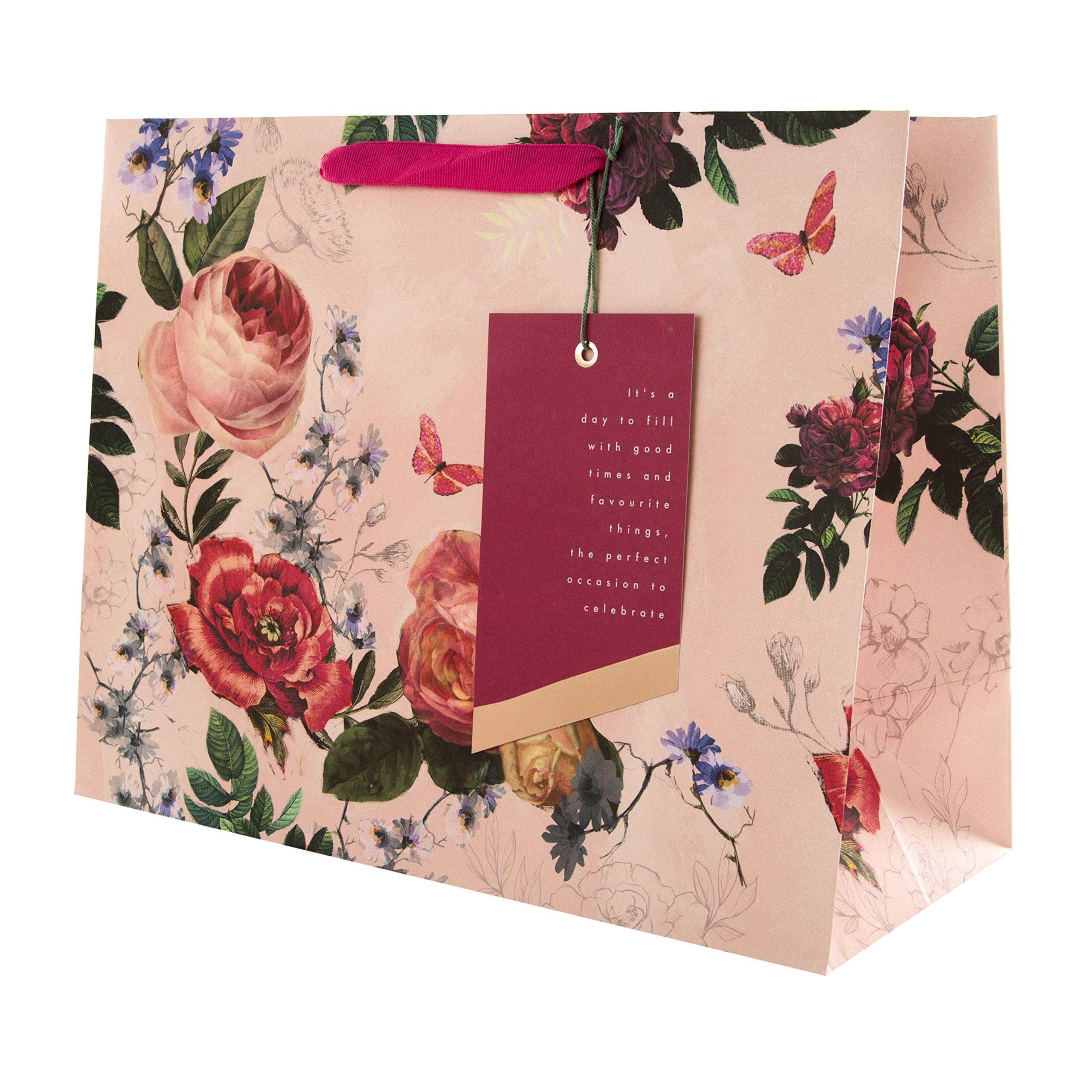 Hallmark Large Gift Bag, Elegant Floral Design, for Birthday, Mothers Day, Anniv