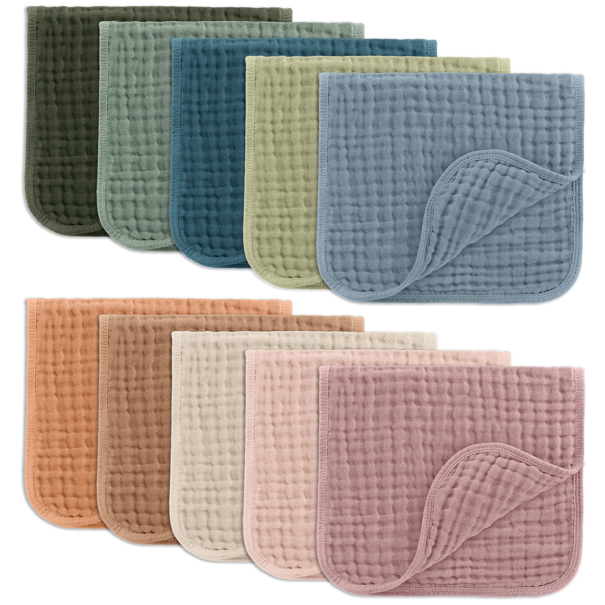 Comfy Cubs Muslin Burp Cloths 50x25cm 10 Pack Baby Burp Cloths - Multicolor | La