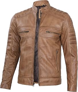 Blingsoul mens brown leather jacket black real lambskin jacket men