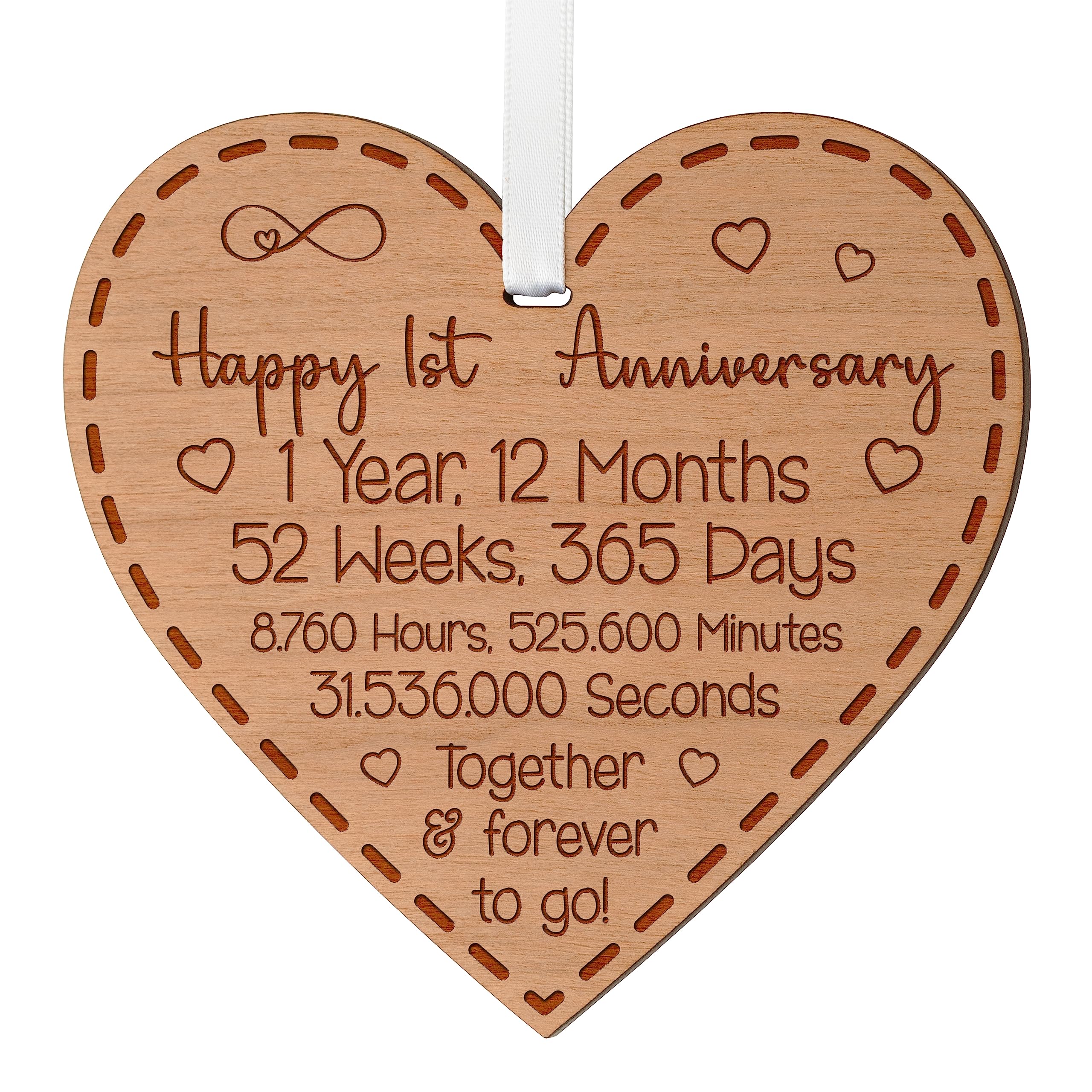 1st Anniversary Heart Keepsake for Husband or Wife 1 Year Together Gift | FSC an