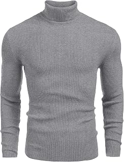 COOFANDY Mens Ribbed Slim Fit Knitted Pullover Casual Turtleneck Sweater