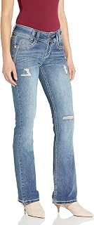 WallFlower Women's Luscious Curvy Bootcut Mid-Rise Insta Stretch Juniors Jeans (Standard and Plus) Jeans