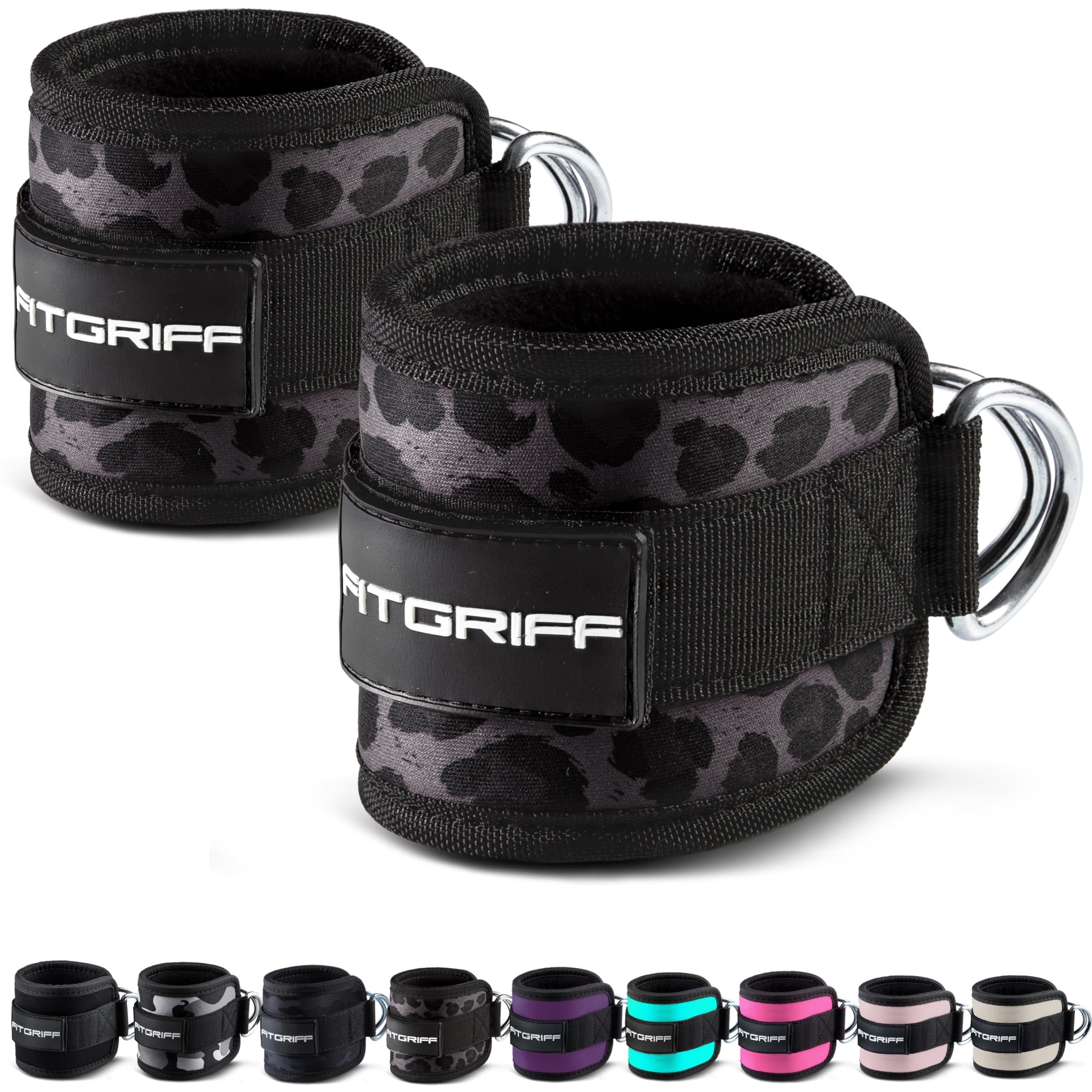 Fitgriff® Ankle Straps V1 for Cable Machine (2 Pieces) - Gym Workout Equipment -