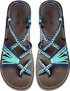Capana Woven Women's Flat Sandals - Strappy Braided Sandals, Beach Sandals for Women Dressy Summer, Rope Bohemian Sandals, Spring Casual Womens Shoes, Comfy Boho Flats for Teen Girls – Banyan