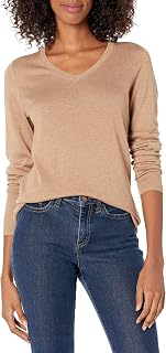 Amazon Essentials Women's Regular-Fit Lightweight Long-Sleeve V-Neck Jumper