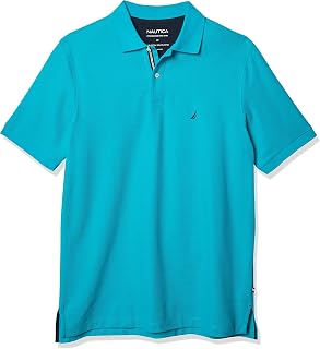 Nautica Men's Short Sleeve Solid Cotton Pique Polo Shirt