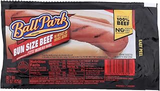 Ball Park Bun Length Hot Dogs, Beef, 8 Count | No fillers or by-products; 100% beef; fully cooked; great for grilling & cookouts