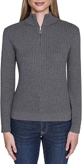 Nautica Women's 1/4 Zip Mockneck Cable Sweater