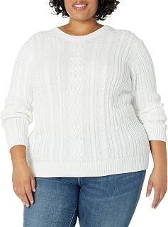 Amazon Essentials Women's Fisherman Cable Knit Long-Sleeve Crewneck Jumper (Available in Plus Size)