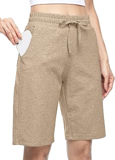 WILLIT Women Cotton Shorts Yoga Pants Long Pants Knee Length Summer Workout Pants 10" with Pockets
