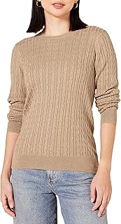 Amazon Essentials Women's Lightweight Cable-Knit Long-Sleeve Jumper