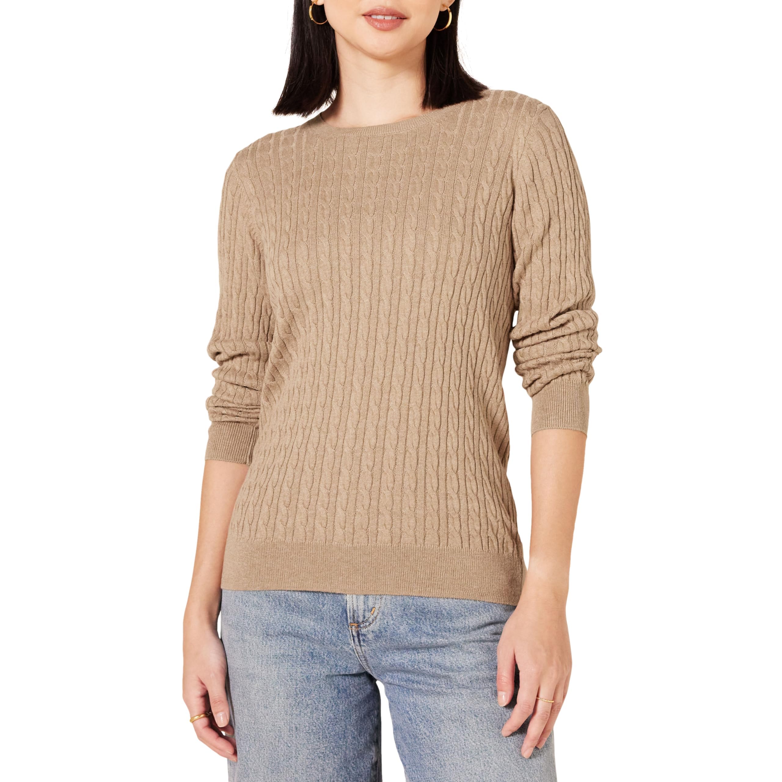 Amazon Essentials Women's Lightweight Cable-Knit Long-Sleeve Jumper