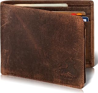 BULL GUARD Vintage Crazy Horse Bifold Wallet for Men - RFID Blocking