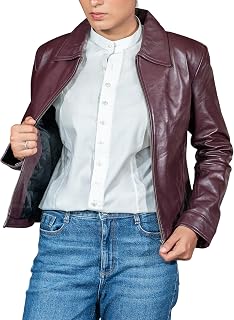Jild Polo Collar Womens Leather Jacket - Old School Classic Everyday Wear Premium Lambskin Leather Jacket Women