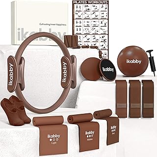 Ikabby Pilates Kit, Home Pilates Kit with Weights, Pilates Equipment for Home Workout, Pilates Essentials Kit for Women, Yoga Pilates Mat Kit for Beginners, Pilates Set