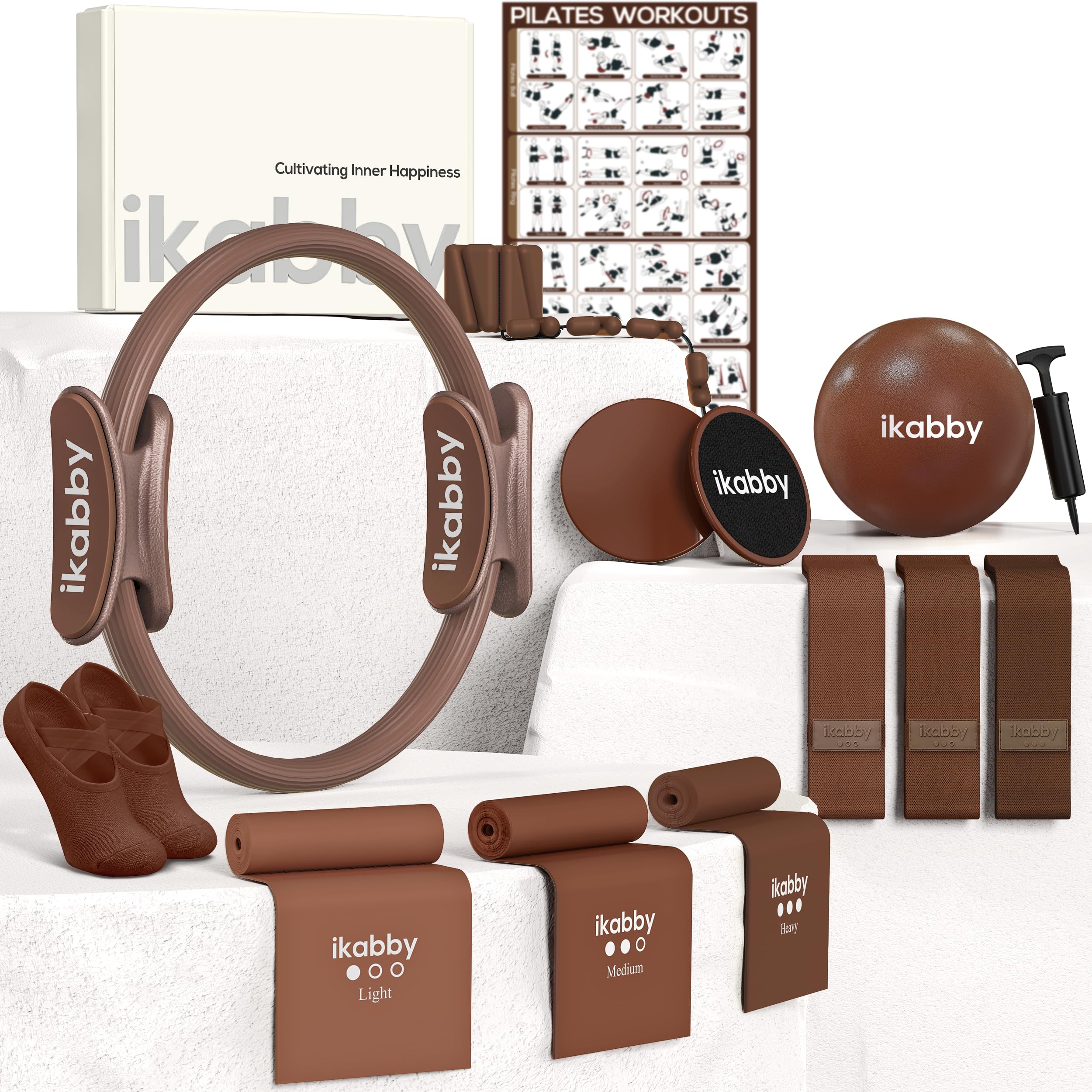 Ikabby Pilates Kit, Home Pilates Kit with Weights, Pilates Equipment for Home Wo