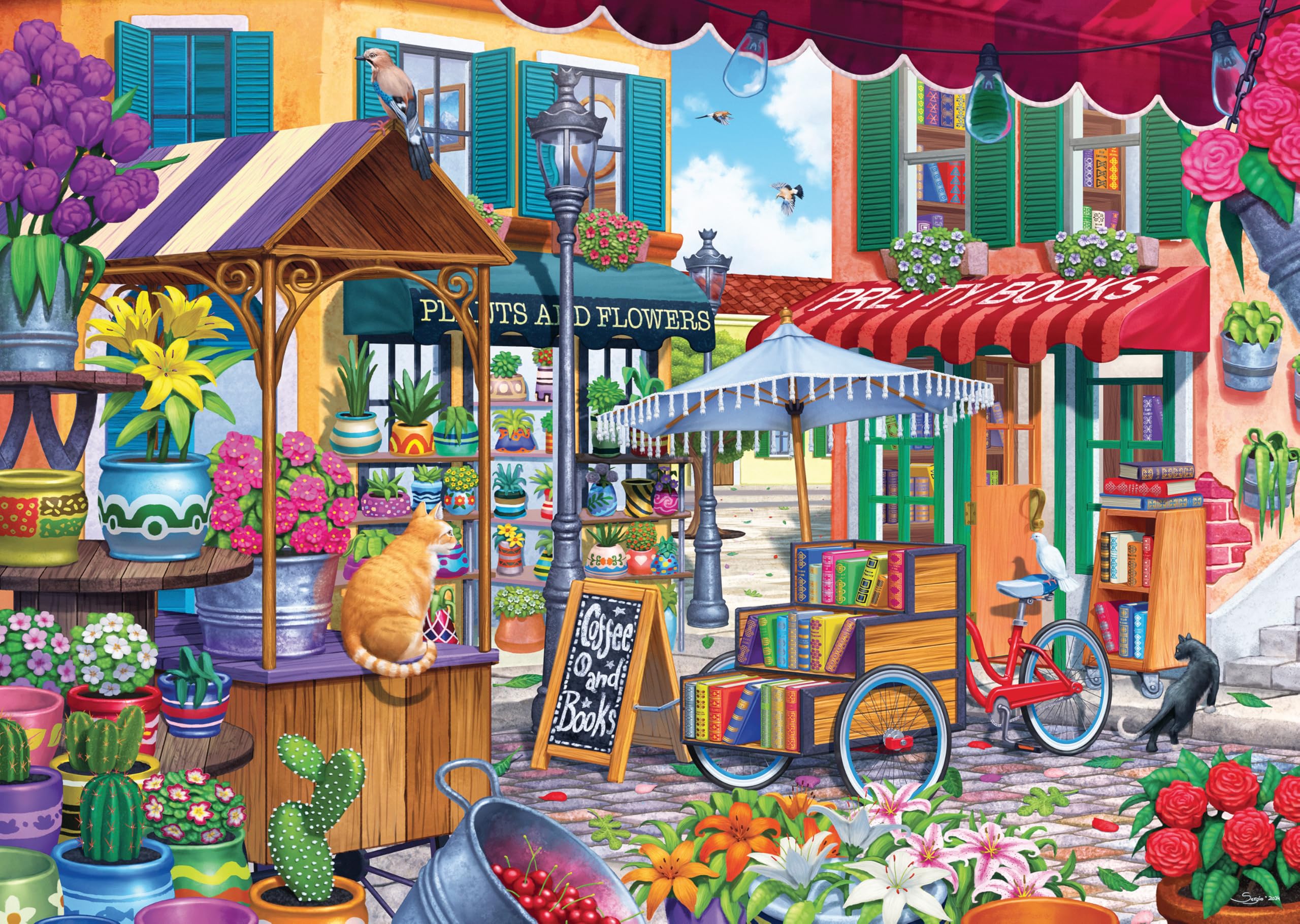 Wonder Forge Market Day 1000 Piece Jigsaw Puzzle for Adults | A Bustling Market 