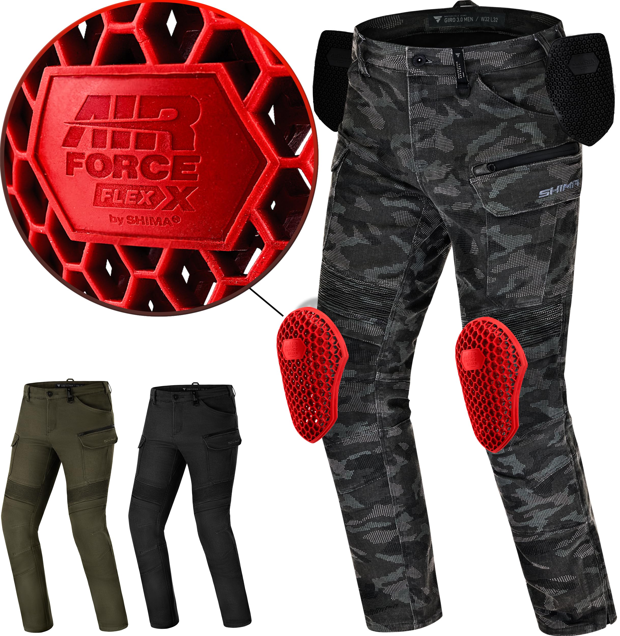SHIMA Giro 3.0 Motorcycle Pants for Men & Women Airforce Knee Protectors Motorbi