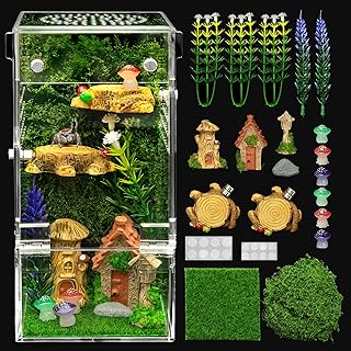 Clioran Jumping Spider Enclosure Kit,Escape Proof Praying Mantis Terrariums | Reptile Tank Transparent Acrylic Complete Bug Habitat,Arboreal Tarantula Cribs Cage,Insect Starter Container,Critter Keeper