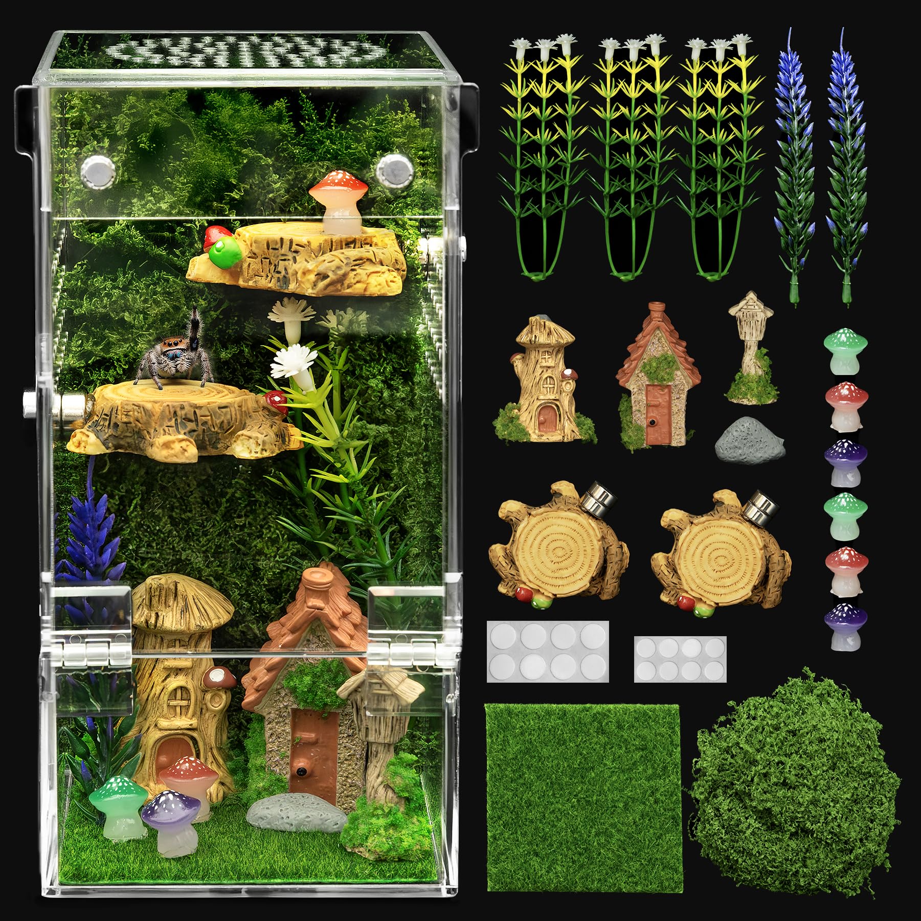 Clioran Jumping Spider Enclosure Kit,Escape Proof Praying Mantis Terrariums | Re