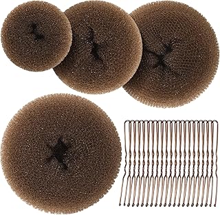 Teenitor Hair Bun Maker, Hair Buns for kids Girls, Hair Donuts, Ballet Bun Maker,4 Size, Light Brown