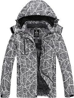 Wantdo Women's Mountain Ski Jacket, Warm Winter Fleece Coat, Waterproof and Breathable Raincoat, Outdoor Hooded Windbreaker Jackets