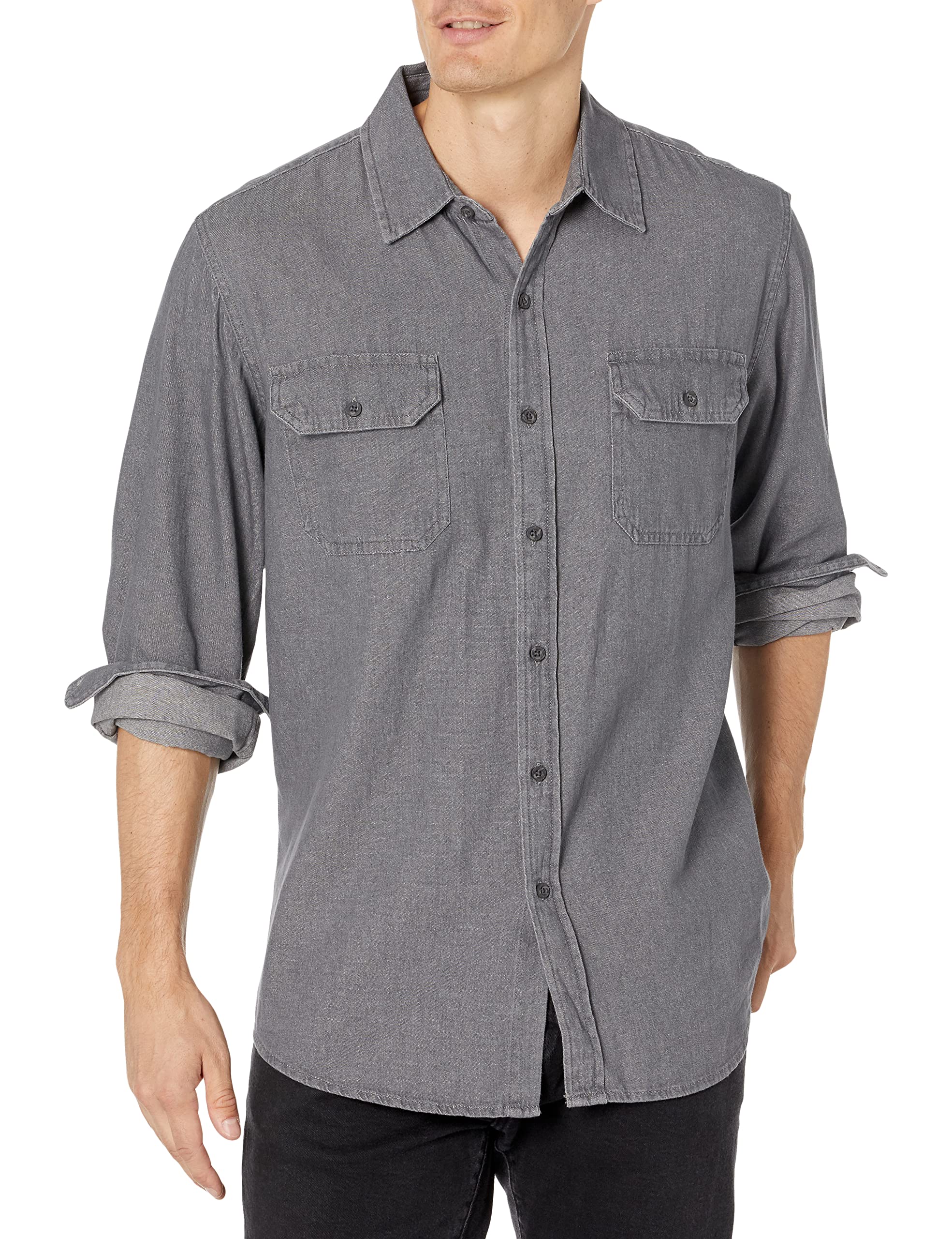 Wrangler Authentics Men's Classic Long Sleeve Shirt in Fabric Button-Down Shirt 