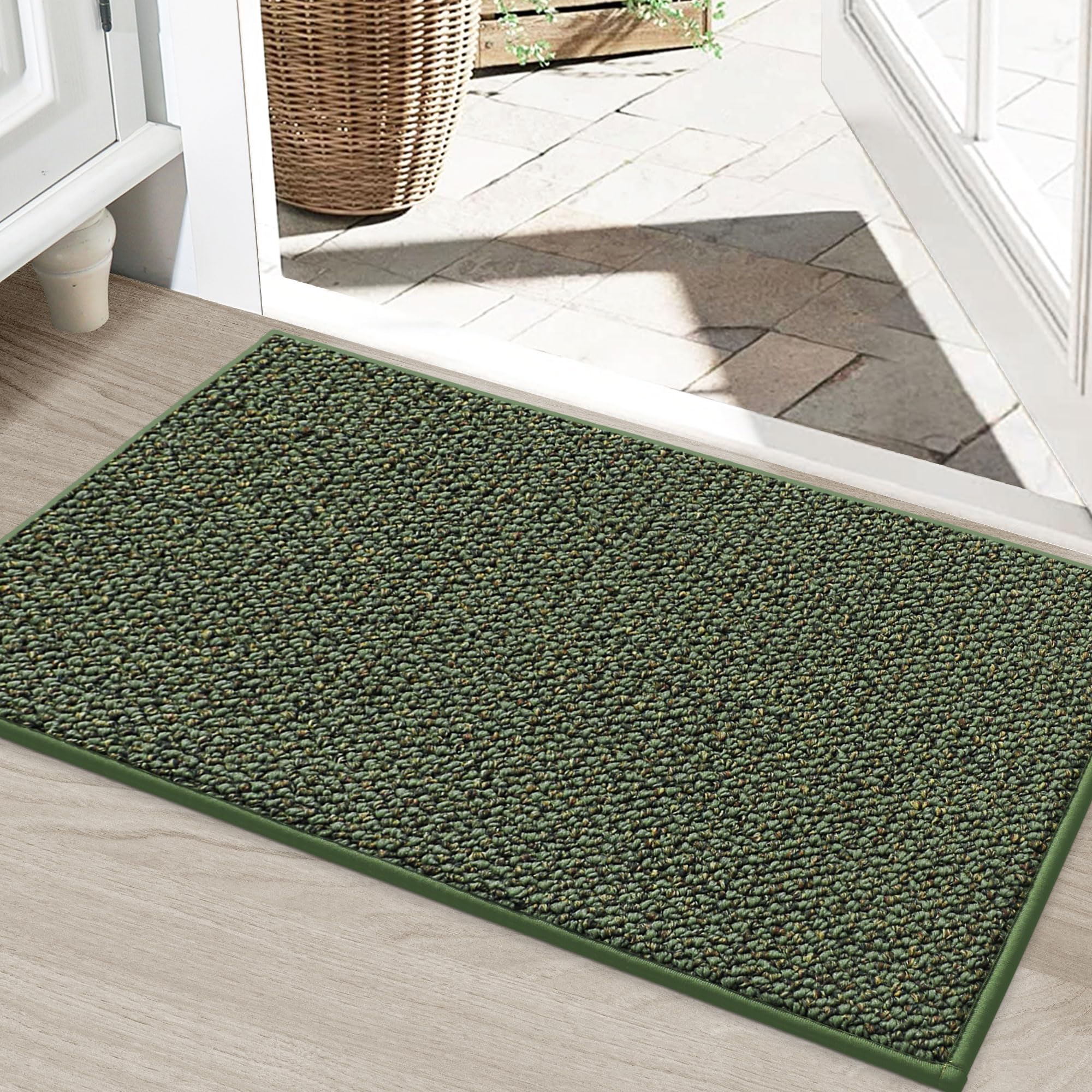 BEQHAUSE Dirt Trapper Door Mat Indoor Entrance 24" x 36", Green