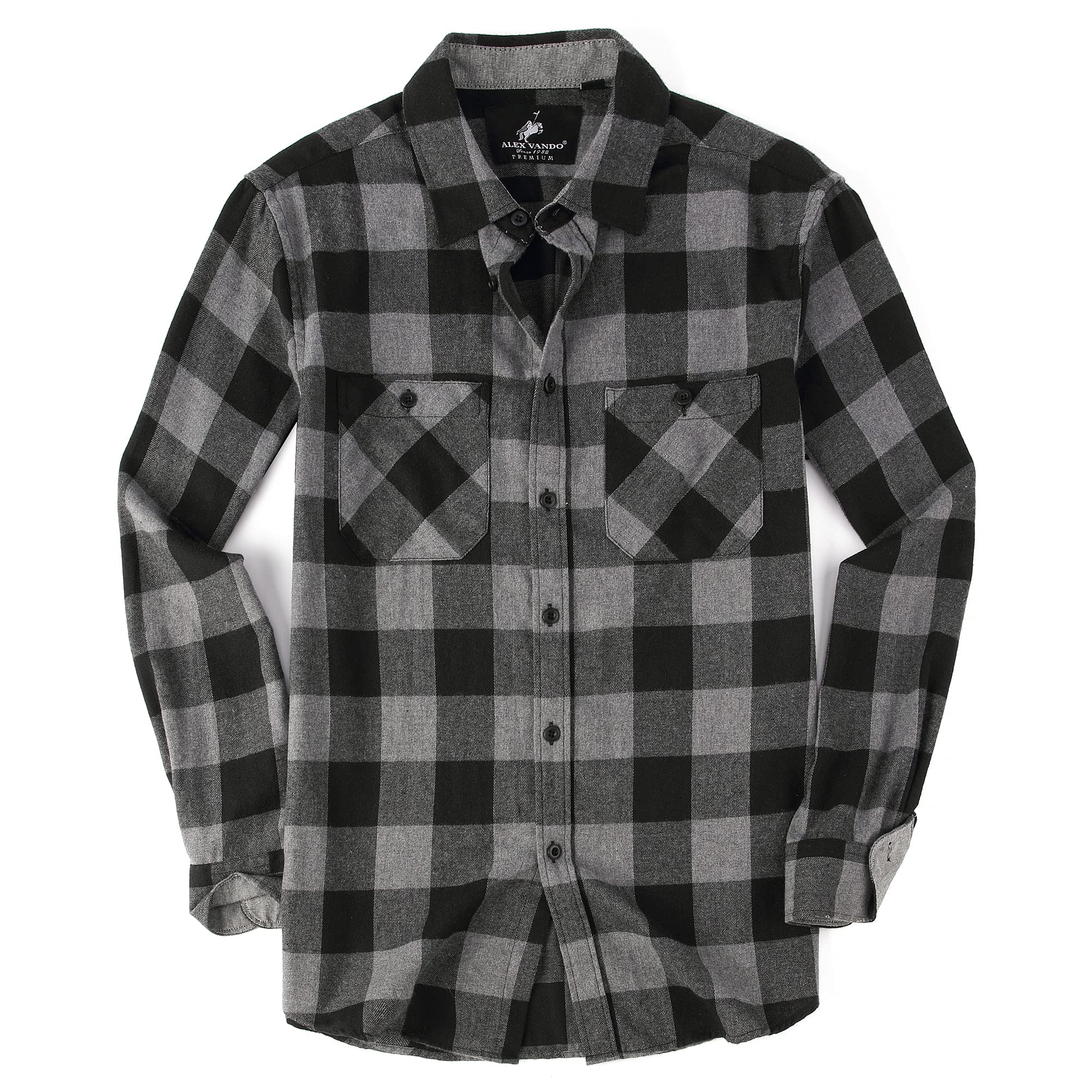 Alex Vando Mens Button Down Shirts Regular Fit Long Sleeve Casual Plaid Flannel 