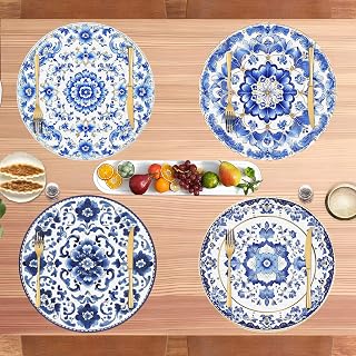 Woven Round Placemats Set of 4 - Washable Thick Linen Fabric Table Mats Color for Dining, Party Kitchen, Home Decoration, Decoration & Durable - 14" C6