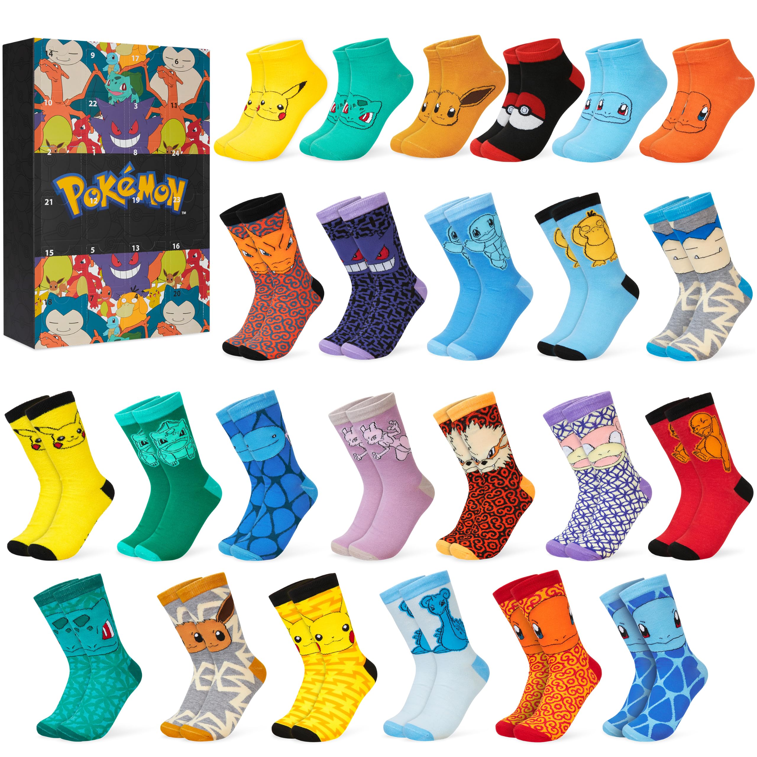 Get Trend Pokemon Socks Advent Calendar 2026 for Teens & Adults, 24 Pairs