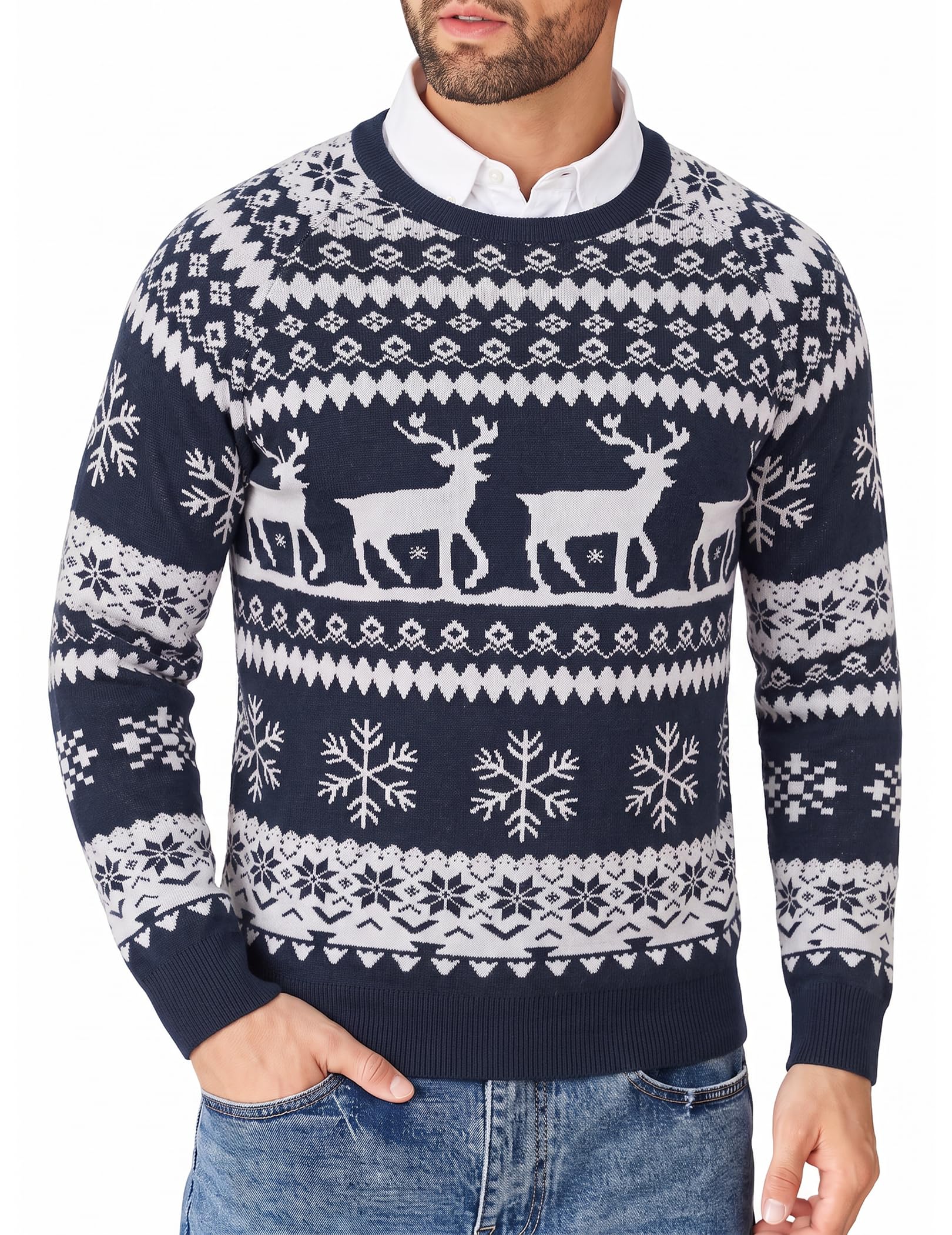 COOFANDY Men's Sweater Knitted Pullover Round Neck Slim Jumpers for Men Casual P