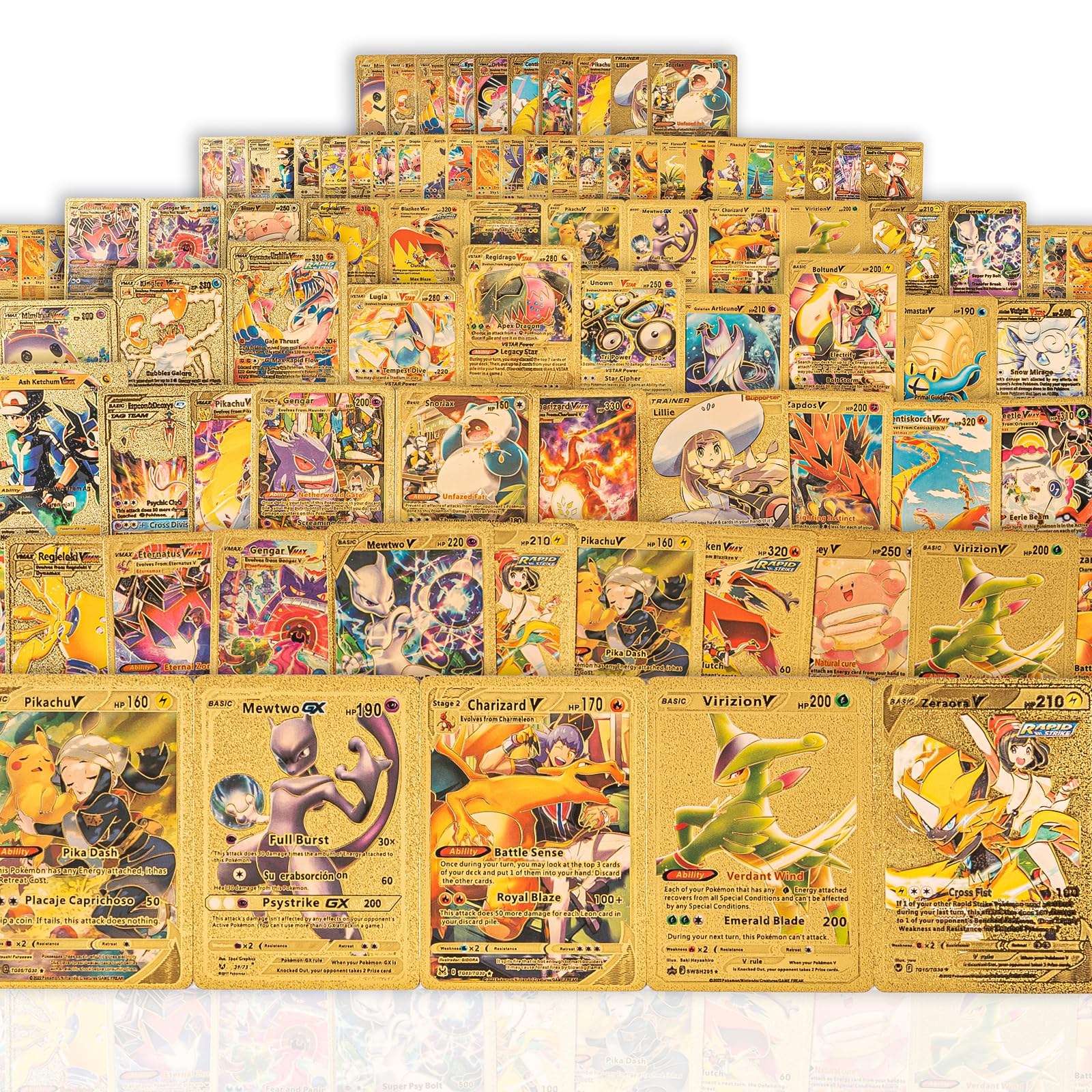 55 PCS Gold Foil Cards Pack with Deck Box – Rare Golden Cards, No Duplicates – G