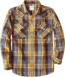 Dubinik® 6 oz Flannel Shirt for Men Pearl Snap Western Cowboy Long Sleeve