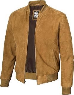 fjackets Suede Leather Bomber Jackets For Mens - Real Lambskin Men Leather Jacket Stylish All Season Outerwear
