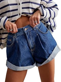 POTILI Womens Jean Shorts, Stretchy Denim Shorts with Pockets