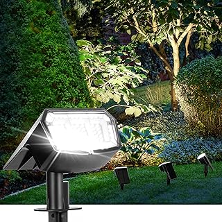 AUDERWIN Solar Spot Lights Outdoor Waterproof, 4 Packs, Cool White | 63 LED, 3 Lighting Modes, Solar Landscape Lights for Yard, Garden, House, Garage, Pathway, Tree, Backyard