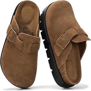 Project Cloud Genuine Leather Platform Clogs for Women Footwear, Memory Foam Arch Support, Cork Footbed, Casual Shoes and Mules for Women 2025 (Benton Chunky)
