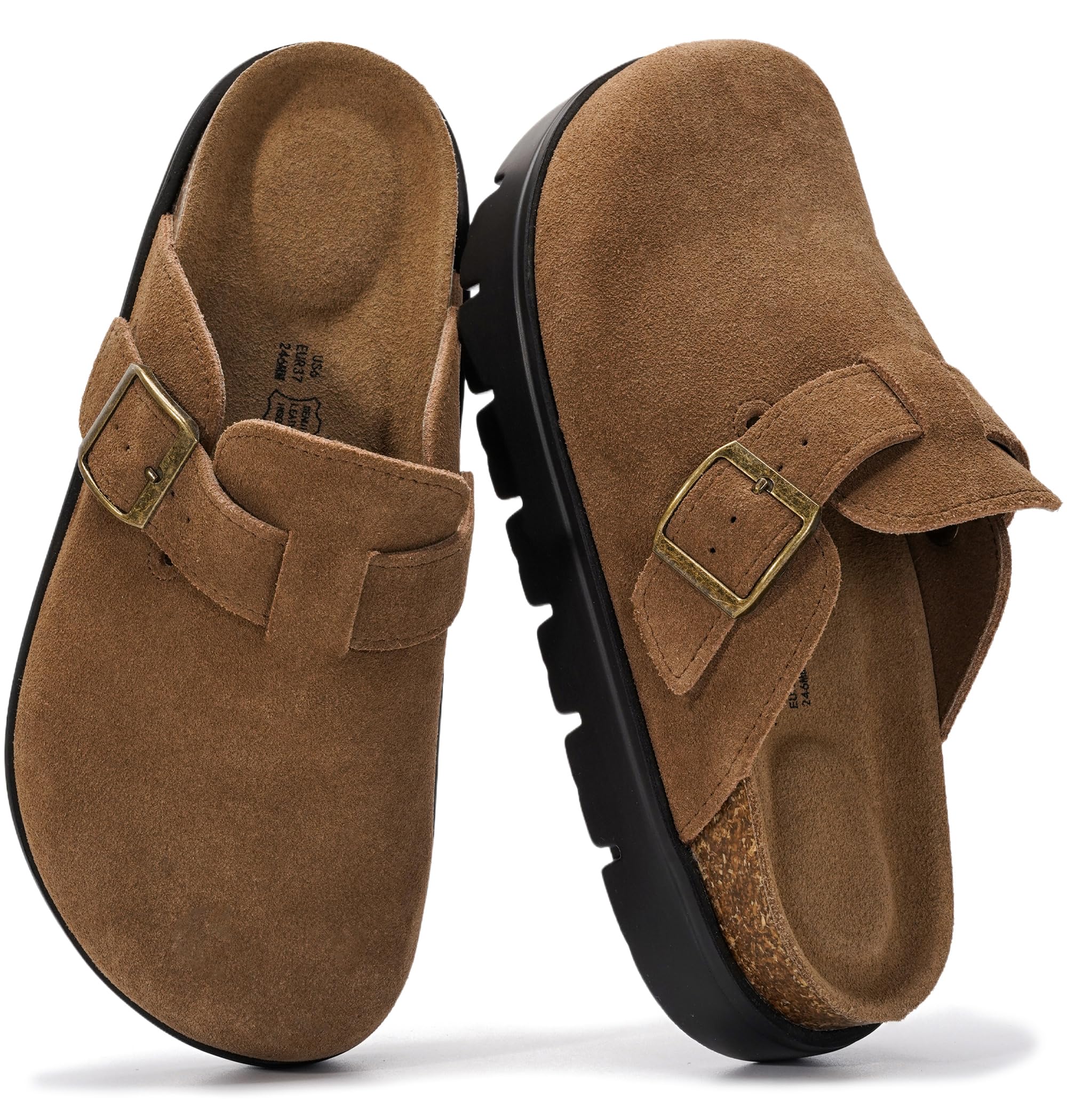 Project Cloud Genuine Leather Platform Clogs for Women Footwear, Memory Foam Arc