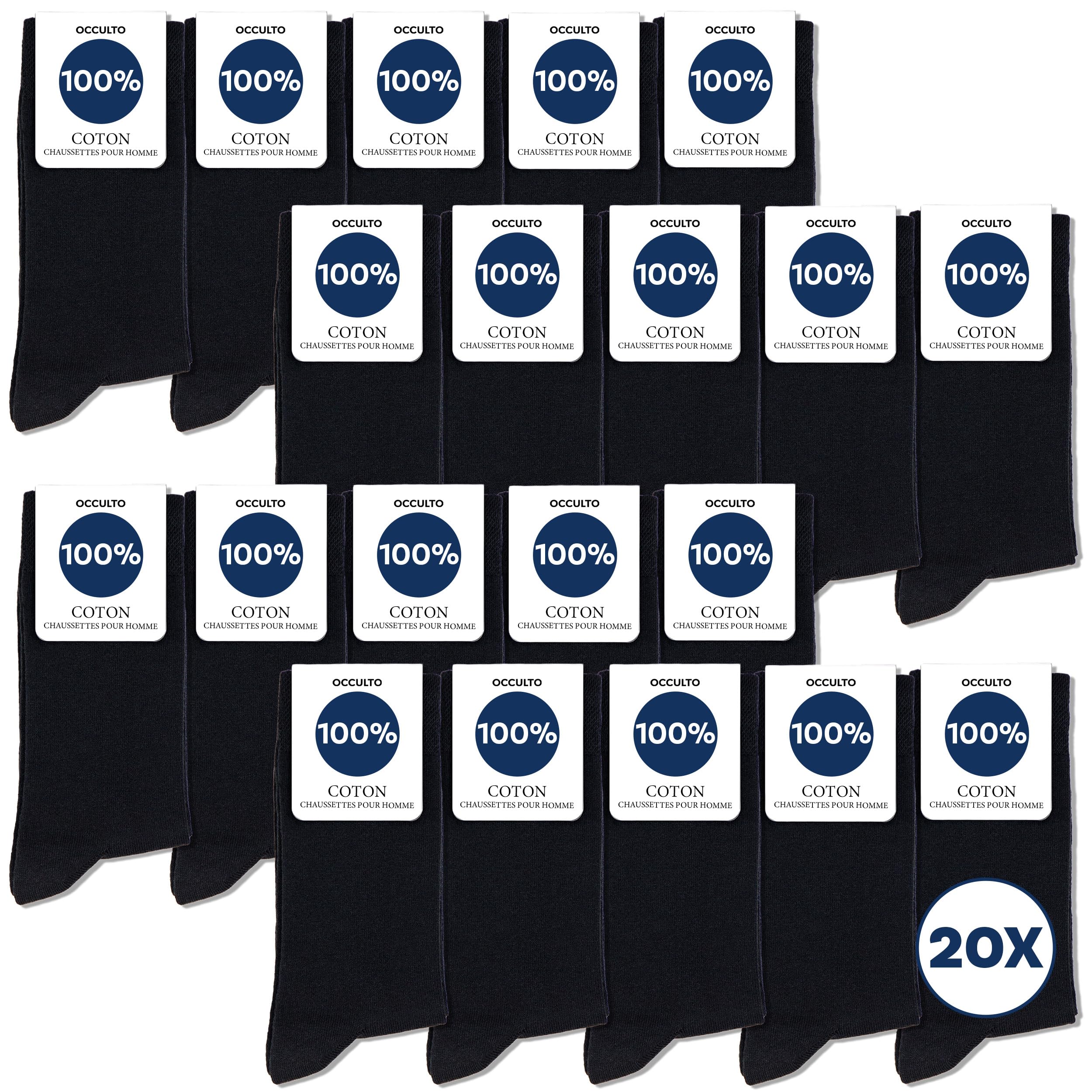 Occulto men's socks 100% cotton pack of 10-20 pairs (Model: Ingo)